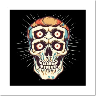 Trippy Barber Skull Posters and Art